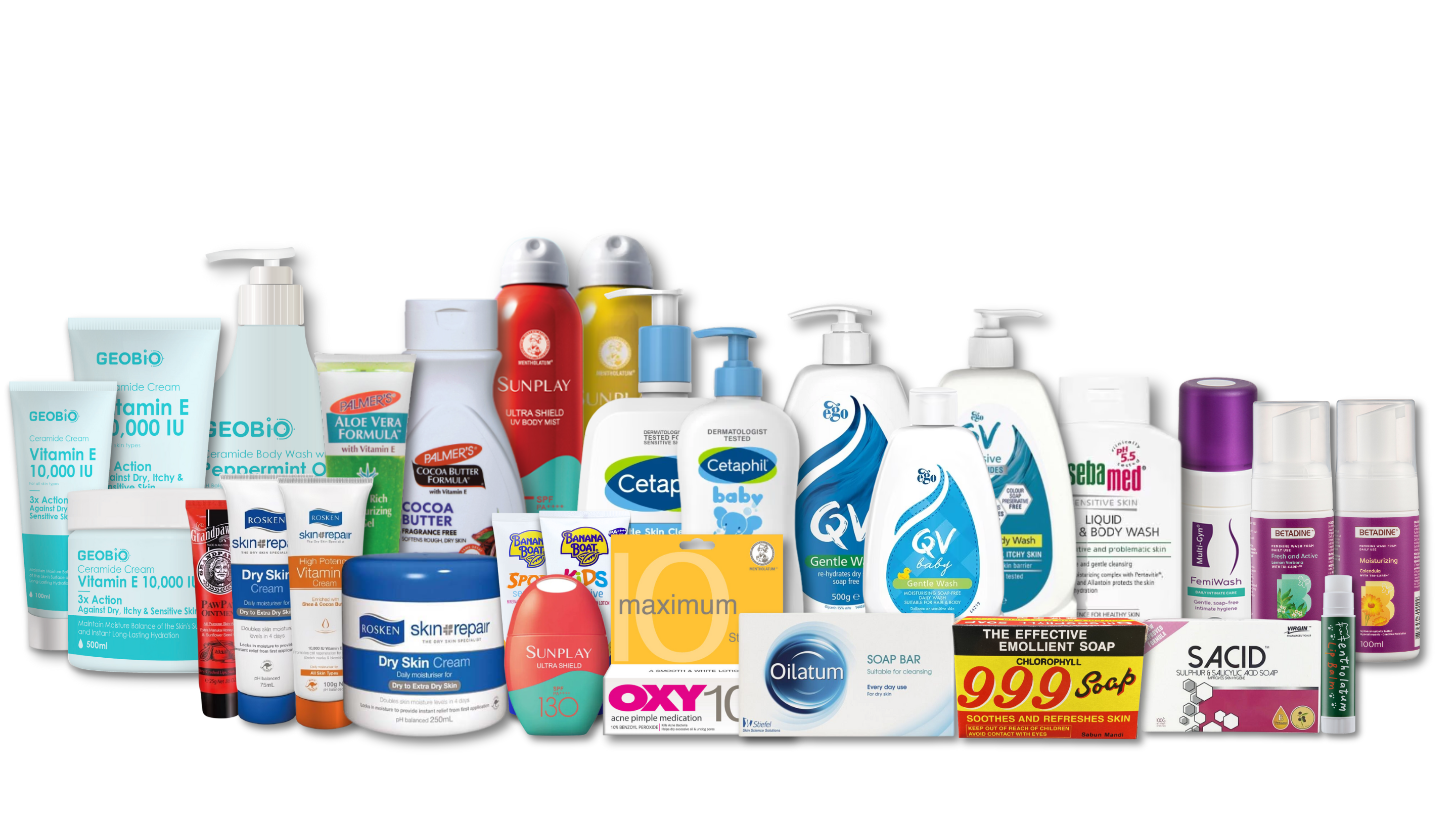 Products for daily grooming and hygiene. Skin care, oral care, hair care, feminine hygiene, deodorants, anti-acne.